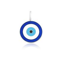 Pingente Resina Olho Grego Redondo Azul Pequeno