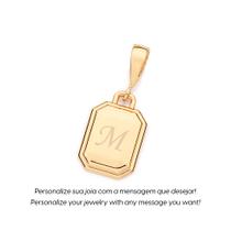 Pingente retangular personalizável banhado 542944 Rommanel