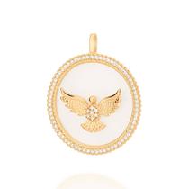 Pingente Rommanel Banhado Ouro 18k Espírito Santo Madre Pérola e Zircônias 542445 Giovanna Antonelli