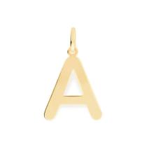 Pingente rommanel banhado ouro 18k feminino letra inicial nome alfabeto lisa 542134 Pingente rommanel banhado ouro 18k feminino letra inicial nome alfabeto lisa 542134