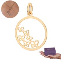 Pingente Rommanel Banhado Ouro 18K Redondo Vazado Com Borboletas 542972