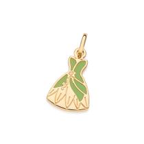 Pingente Rommanel Banhado Ouro Vestido Princesa Tiana Verde