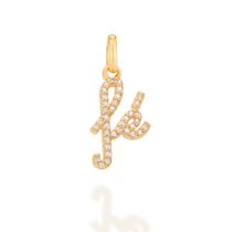 Pingente Rommanel Escrito Fé Com Zirconias 542296 Folheado A Ouro 18K