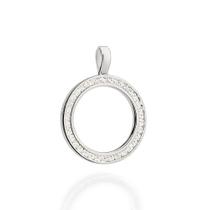 Pingente rommanel feminino redondo prata 925 círculo cravejado pedra zircônia 840127
