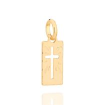 Pingente Rommanel Formato Retangular Com Cruz Vazada 540004 Pingente Rommanel Formato Retangular Com Cruz Vazada 540004