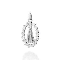 Pingente rommanel prata maciça 925 oval nossa senhora aparecida 840196 Pingente rommanel prata maciça 925 oval nossa senhora aparecida 840196