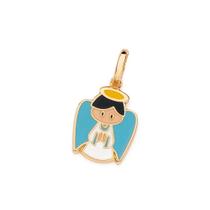 Pingente rommanel unissex banhado ouro 18k religioso anjo gabriel 542912
