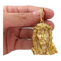 Pingente Rosto Jesus Cristo Banhado Ouro 18k Masculino/Feminino Pingente Rosto Jesus Cristo Banhado Ouro 18k Masculino/Feminino