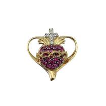 Pingente Sagrado Coração Zircônia Vermelha Em Ouro 18K Pingente Sagrado Coração Zircônia Vermelha Em Ouro 18K