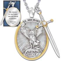 Pingente Saint Patrono Católico Michael São Miguel Colar com Pingente Arcanjel