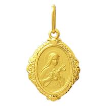 Pingente Santa Terezinha Ouro 18K Oval Bordada k110 Pingente Santa Terezinha Ouro 18K Oval Bordada k110