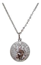 Pingente Sao Bento 15,80mm + Corrente 45cm Ouro Branco 18k