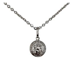 Pingente Sao Bento 8,50mm + Corrrente 45cm Ouro Branco 18k