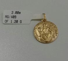 Pingente SÃo Bento Em Ouro 18k Dupla Face Alto Relevo