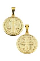 Pingente São Bento Frente e Verso Banhado a Ouro