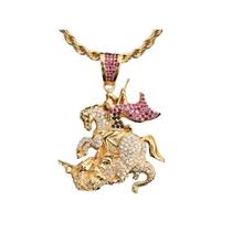 Pingente são jorge banhado a ouro com micro zircônia