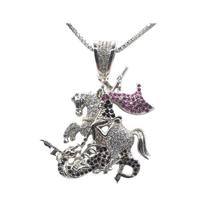 Pingente são jorge banhado a rhodium com micro