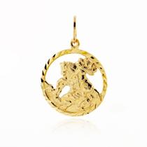 Pingente São Jorge Ouro 18k Medalha Espelhada Unissex Pingente São Jorge Ouro 18k Medalha Espelhada Unissex