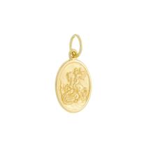 Pingente São Jorge Oval Ouro Amarelo 18 Kl