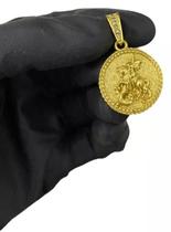 Pingente São Jorge Redondo P Cravejado Banhado A Ouro 18K Pingente São Jorge Redondo P Cravejado Banhado A Ouro 18K