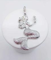 Pingente sereia grande banhado a rhodium