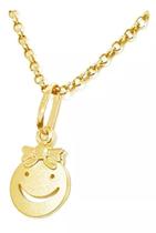 Pingente Smile Menina Em Ouro 18k