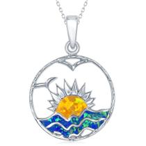 Pingente Sterling Silver Blue Inlay Opal Sunset