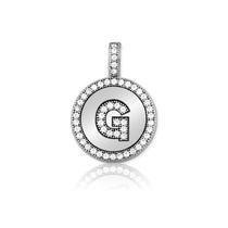 Pingente Sterling Silver Micro Pave Circle G com corrente