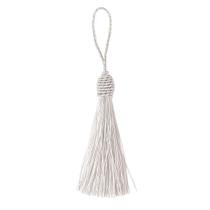 Pingente Tassel 9cm Branco Franja de Seda - 2 unidades