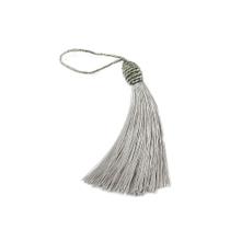 Pingente Tassel 9cm Prata Franja de Seda - 2 unidades