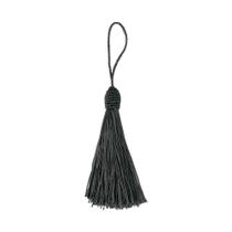 Pingente Tassel 9cm Preto Franja de Seda - 2 unidades