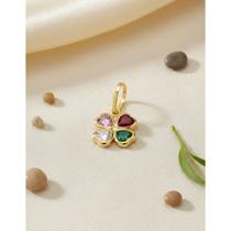 Pingente Trevo de Zircônias Em Ouro 18k