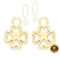 Pingente Trevo Para Brinco Em Ouro 18k Pingente Trevo Para Brinco Em Ouro 18k