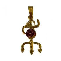 Pingente Tridente Maria Mulambo Rosa Roxa 2,9 Cm Dourado Pingente Tridente Maria Mulambo Rosa Roxa 2,9 Cm Dourado