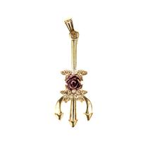 Pingente Tridente Maria Mulambo Rosa Roxa 4,1 cm Dourado Pingente Tridente Maria Mulambo Rosa Roxa 4,1 cm Dourado