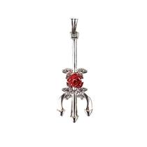 Pingente Tridente Pomba Gira com Rosa 4,1 cm Niquel Pingente Tridente Pomba Gira com Rosa 4,1 cm Niquel