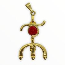 Pingente Tridente Pomba Gira Metal Banhado em Ouro 3,8 Cm