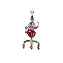 Pingente Tridente Pomba Gira Rosa Vermelha 2,9 cm Níquel Pingente Tridente Pomba Gira Rosa Vermelha 2,9 cm Níquel