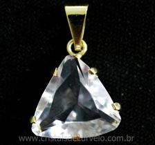 Pingente Trillion de Quartzo Cristal Lapidado com Garras Douradas - Pacote com 3 Unidades