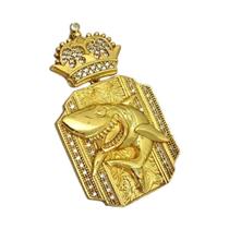 Pingente Tubarão Coroa - Banhado A Ouro 18K