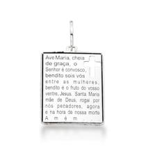 Pingente Unissex Ave Maria Laser Prata 925