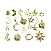 Pingentes Antigos De Sol, Lua E Estrela Dourados 20pcs Para Fazer Joias DIY Acessórios Para Colares