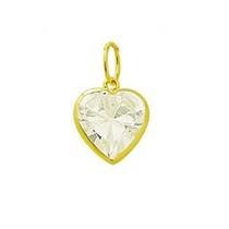 Pingentes Coração Pedra 12 mm Brilhosa Zircônia Ouro 18 Kilates Pingentes Coração Pedra 12 mm Brilhosa Zircônia Ouro 18 Kilates