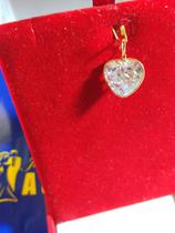 Pingentes Coração Pedra 4 mm Brilhosa Zircônia Ouro 18 Kilates