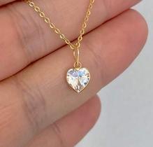 Pingentes Coração Pedra 6 mm Brilhosa Zircônia Ouro 18 Kilates Pingentes Coração Pedra 6 mm Brilhosa Zircônia Ouro 18 Kilates