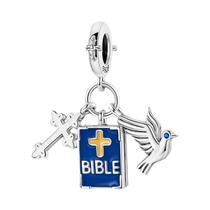 Pingentes Da Série Bíblia Cruz De Oração De Anjo, Contas De Prata 925 Para Pulseiras De 3mm,