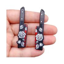 Pingentes De Acrílico Em Forma De Faca Gótica Preta Com Flor, 10 Peças, Dupla Face, Para Brincos,