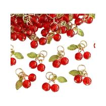 Pingentes De Acrílico Vermelho Em Forma De Cereja 10 Peças Vidro 3D Para DIY Brincos Colares
