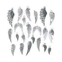 Pingentes De Asa De Anjo Em Forma De Pena Prateada Antiga, 22 Peças, Em Liga De Zinco Para Confecção