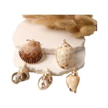 Pingentes De Concha Banhados a Ouro 5 Peças, Berloques De Joias Marinhas Em Formato De Concha E